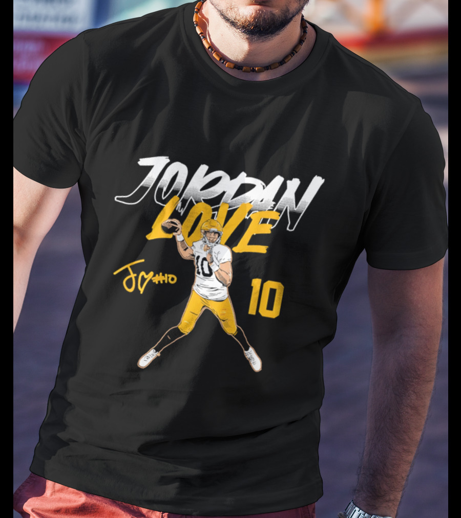 Jordan Love 10 Quarterback Action Pass Signature T-Shirt