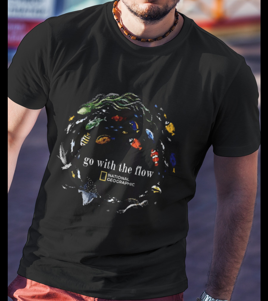 Go With The Flow National Geographic Colorful Sea Creatures T-Shirt