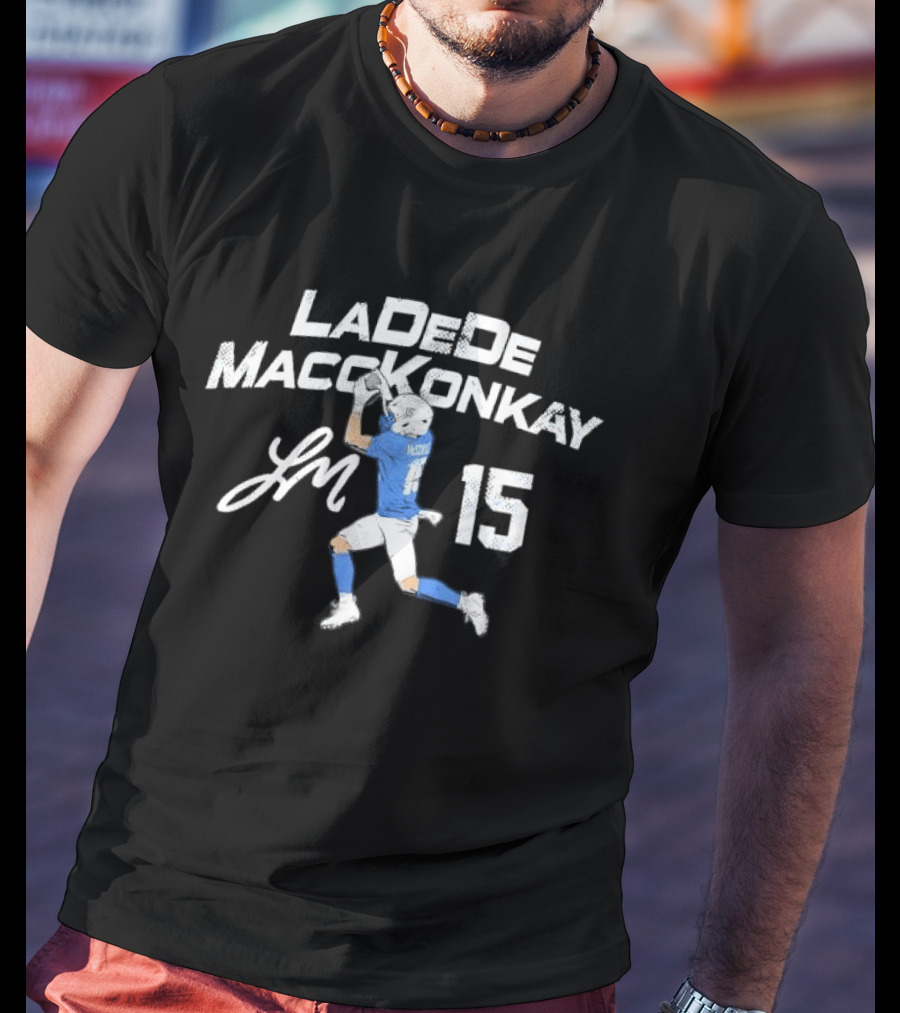 Ladd McConkey 15 Football Player Signature Catching Pass T-Shirt