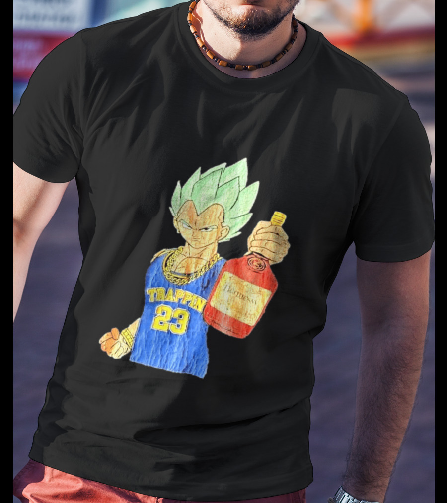 Hennessy Trappin 23 Anime Warrior Graphic Holding Bottle T-Shirt