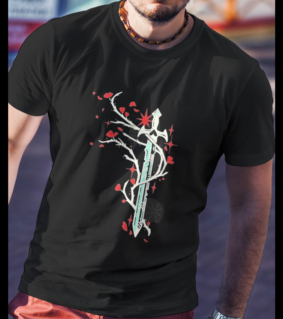 Lifesteal Sword With Red Petals Survival Gaming T-Shirt