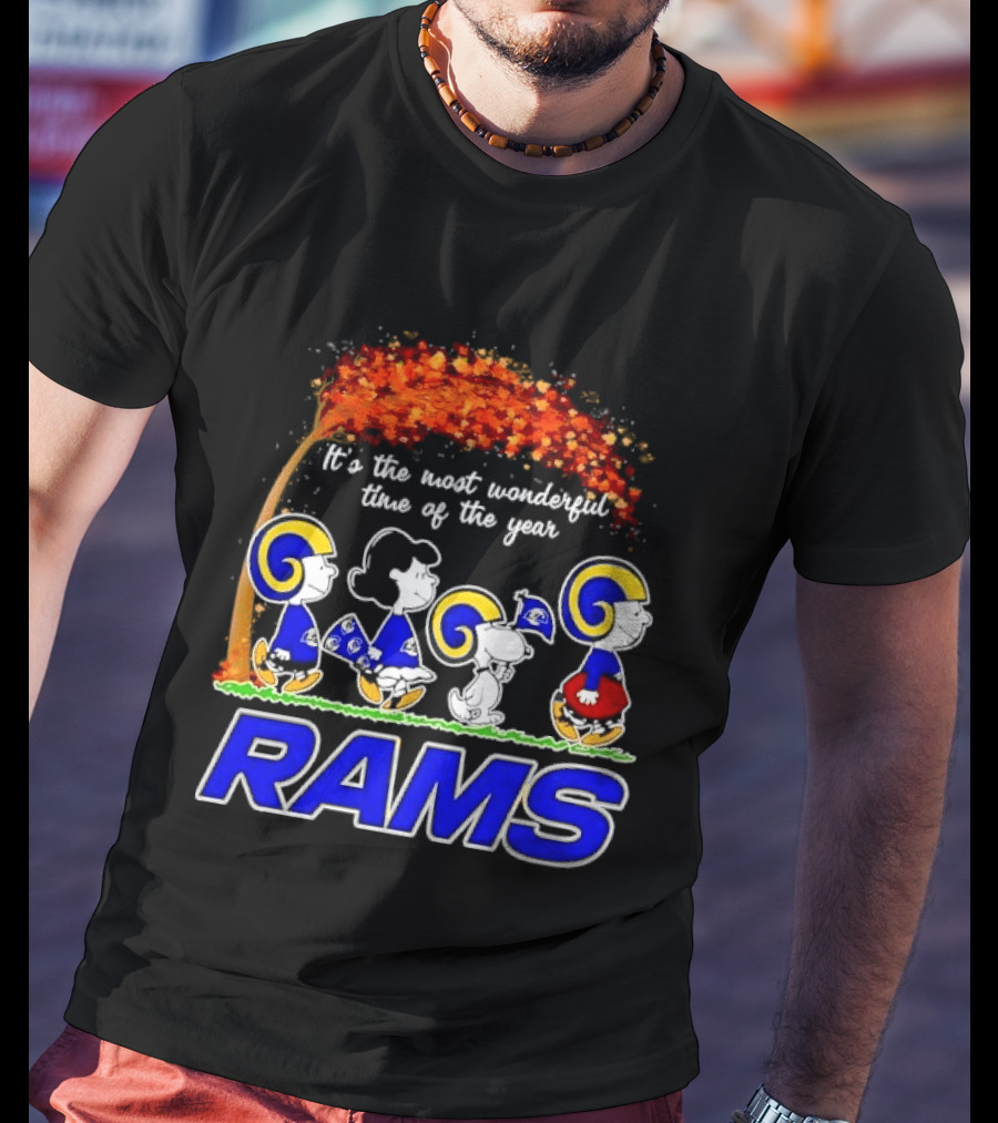 Los Angeles Rams It's The Most Wonderful Time Of Year Charlie Brown Snoopy Peanuts Football Fall T-Shirt