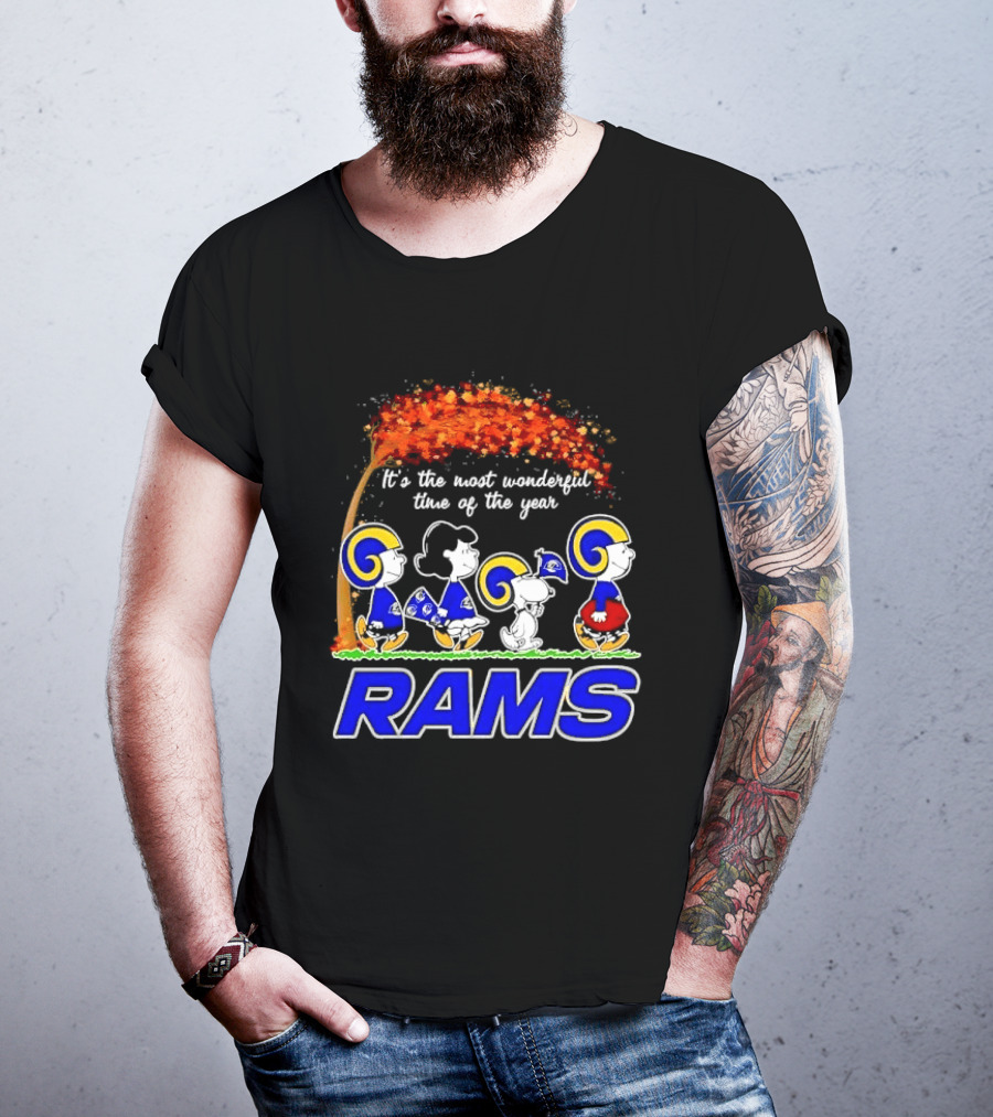 Los Angeles Rams It's The Most Wonderful Time Of Year Charlie Brown Snoopy Peanuts Football Fall T-Shirt