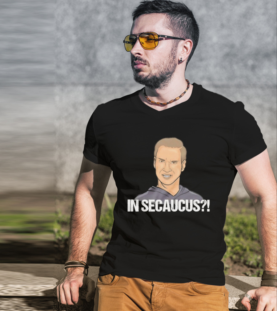 In Secaucus Cartoon Caricature Grimacing Man Face Expression T-Shirt