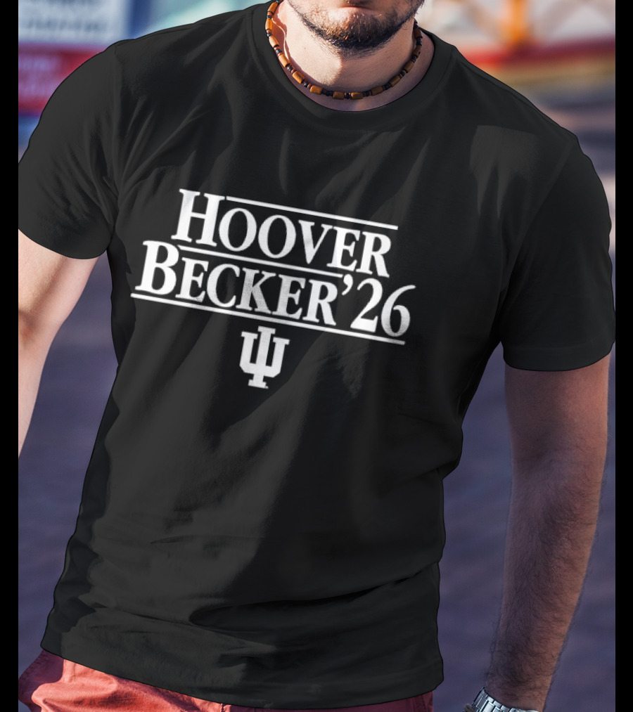 Hoover Becker '26 IU Indiana Hoosiers NCAA Stranger Things Horizontal Bars T-Shirt