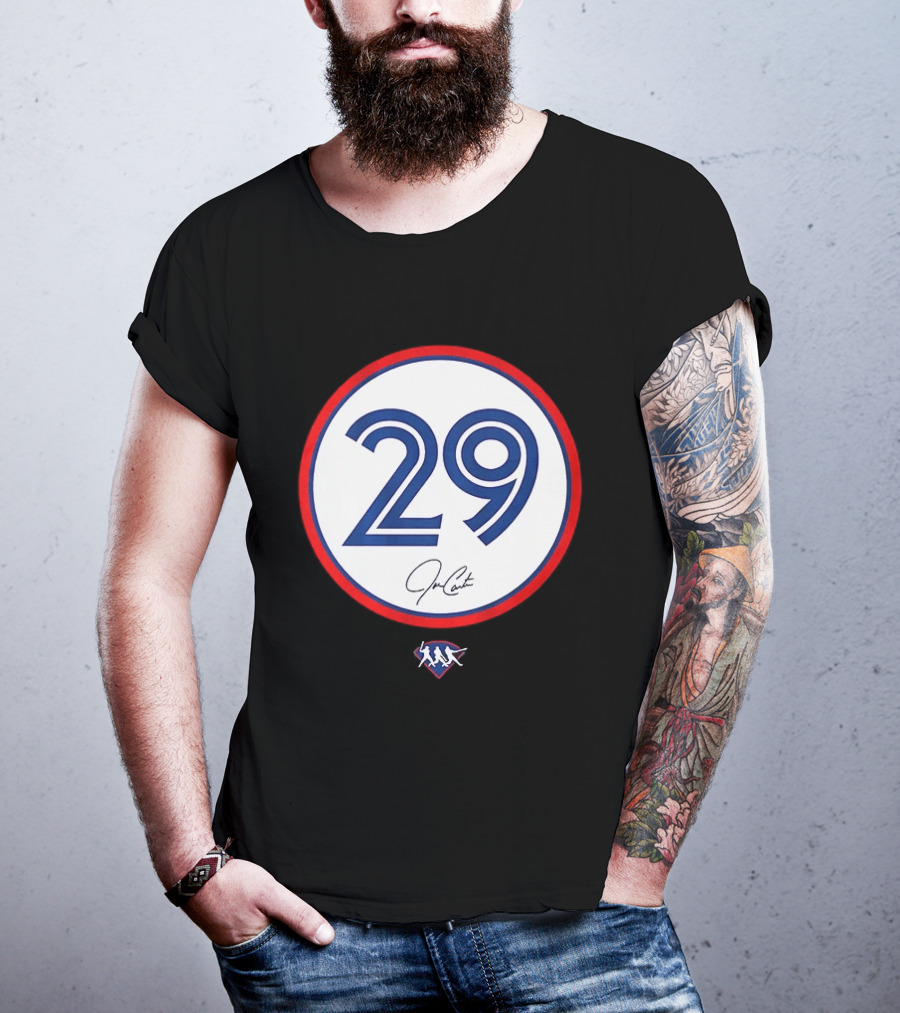 Joe Carter 29 Autograph Toronto Blue Jays Baseball T-Shirt