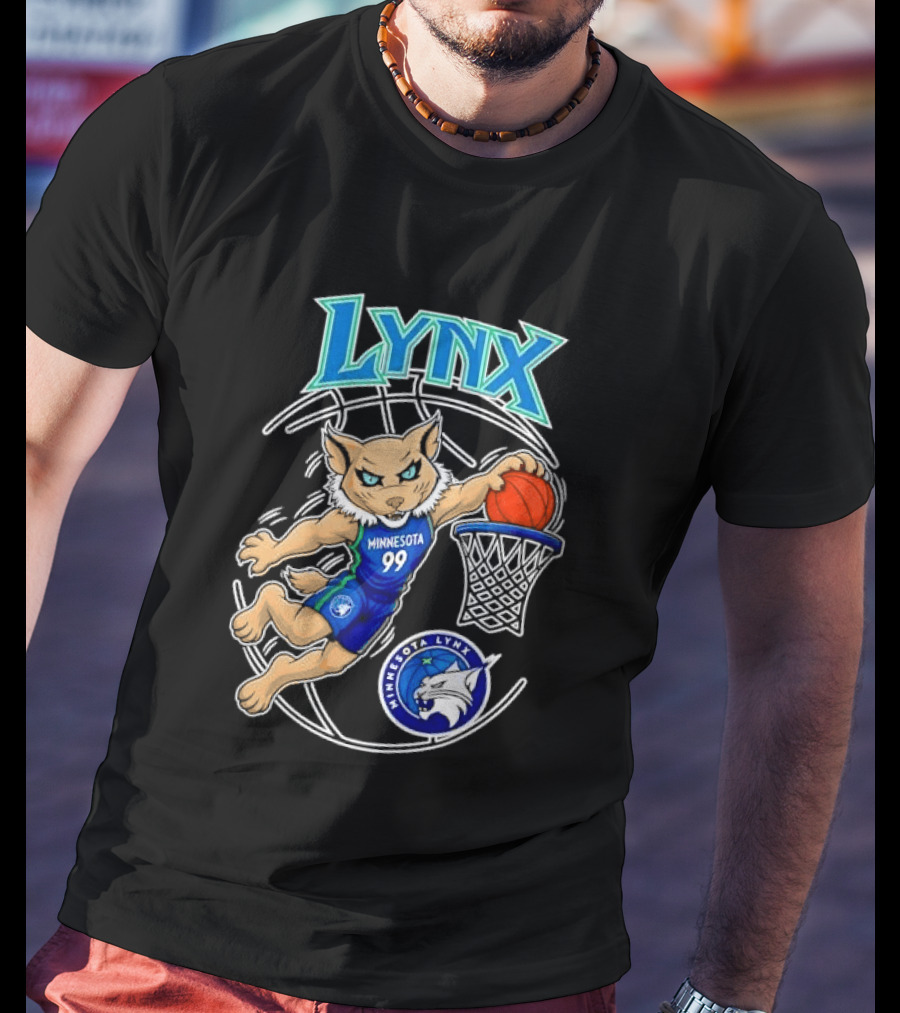 Minnesota Lynx 99 Cartoon Dunking Basketball Player T-Shirt