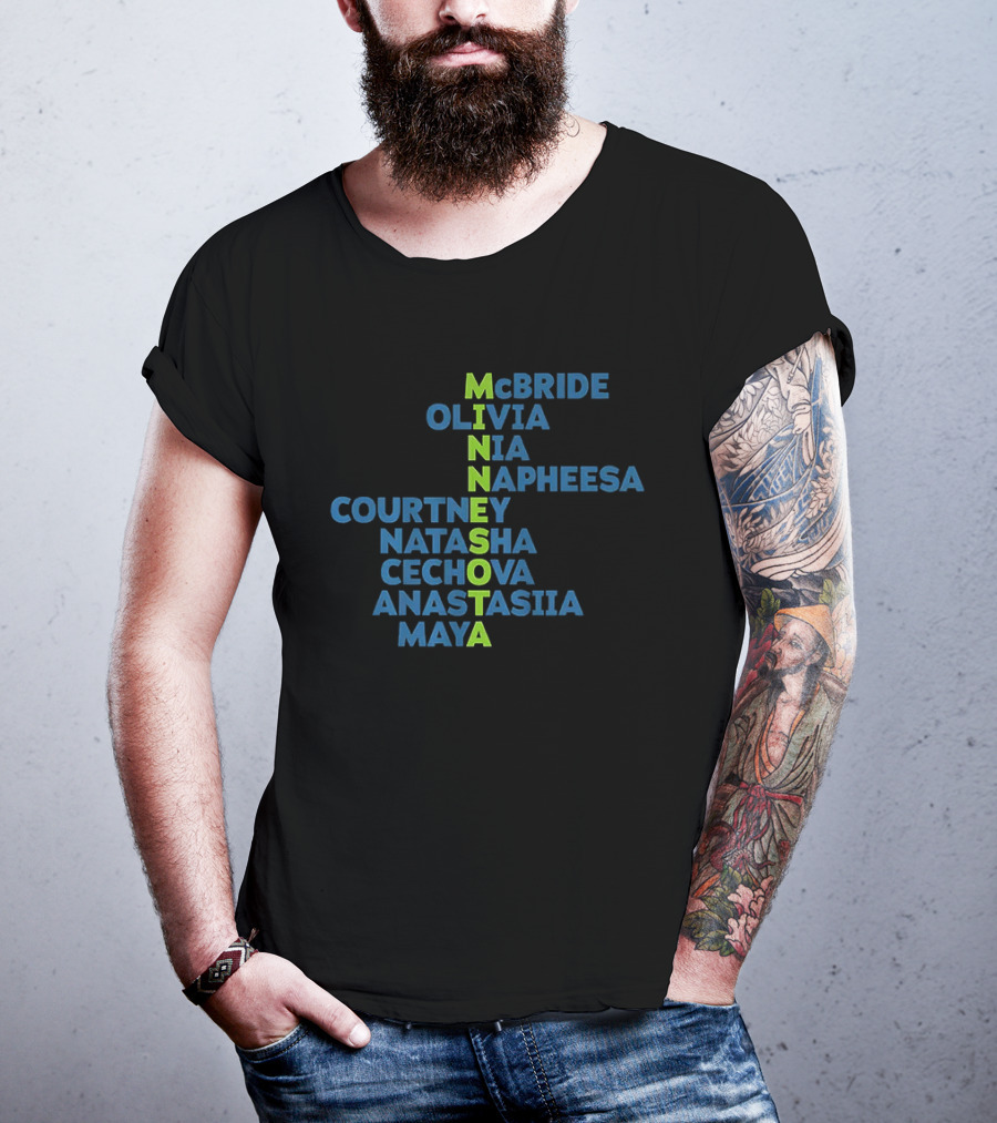 Minnesota Lynx WNBA Basketball Player Names McBride Olivia Nia Napheesa Courtney Natasha Cechova Anastasia Maya T-Shirt