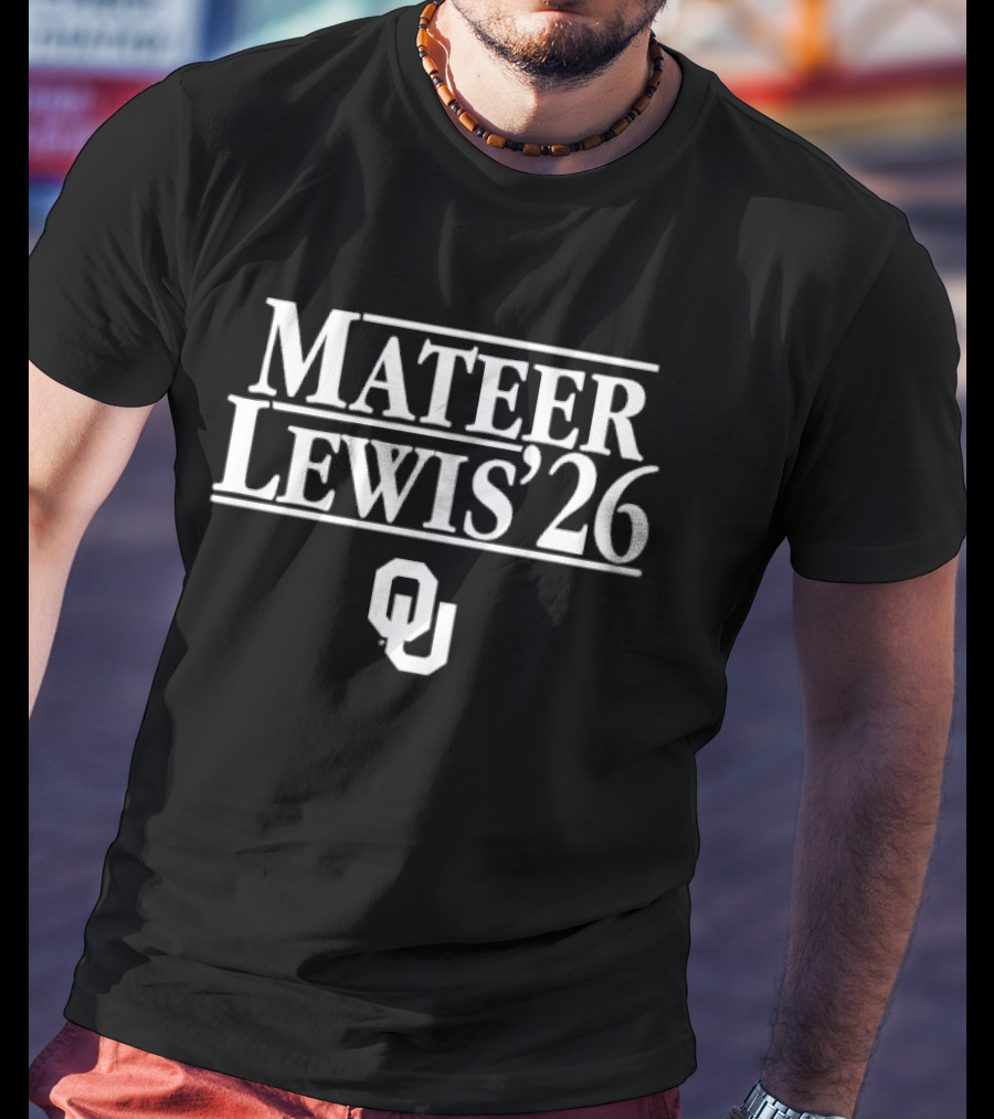 Mateer Lewis '26 OU Oklahoma Sooners Stranger Things Font T-Shirt