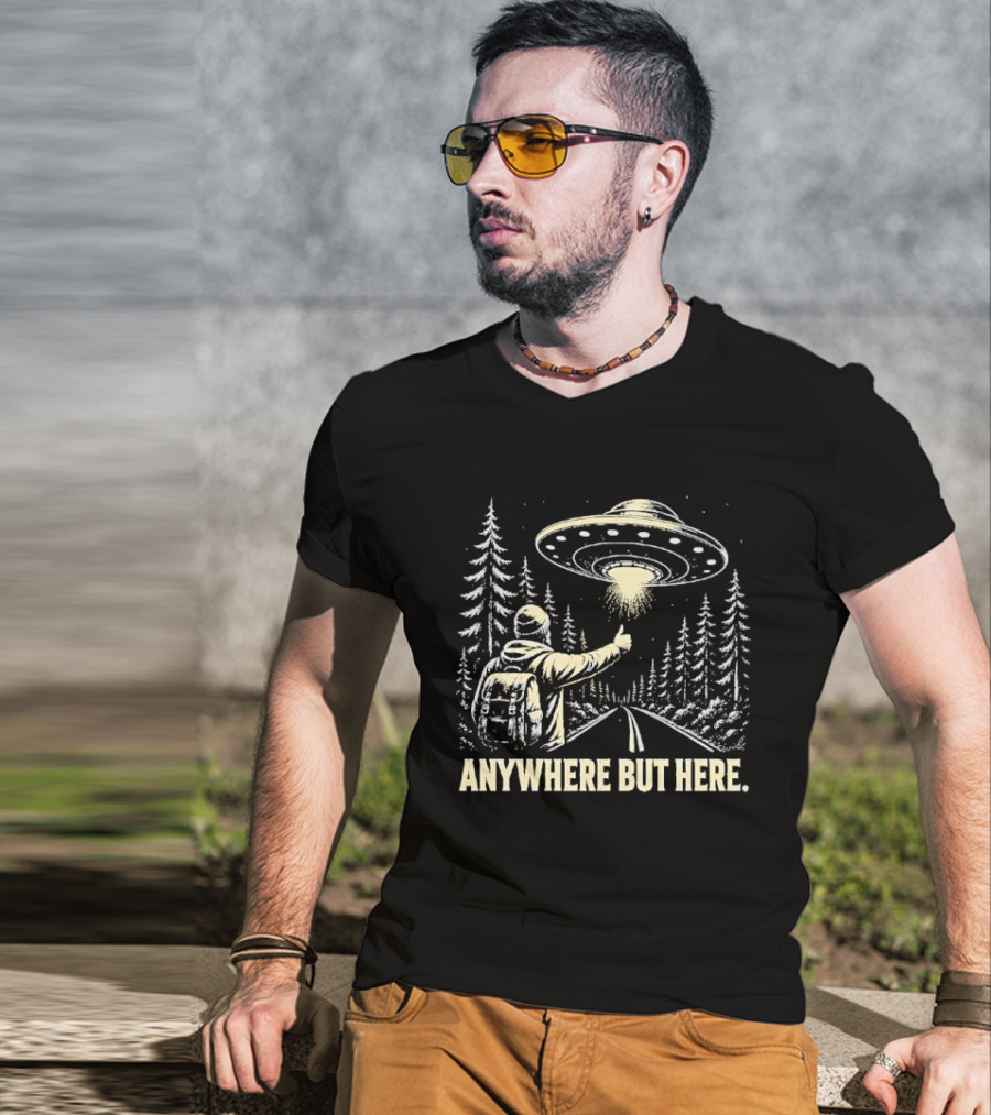Anywhere But Here Hitchhiker UFO Forest Adventure T-Shirt