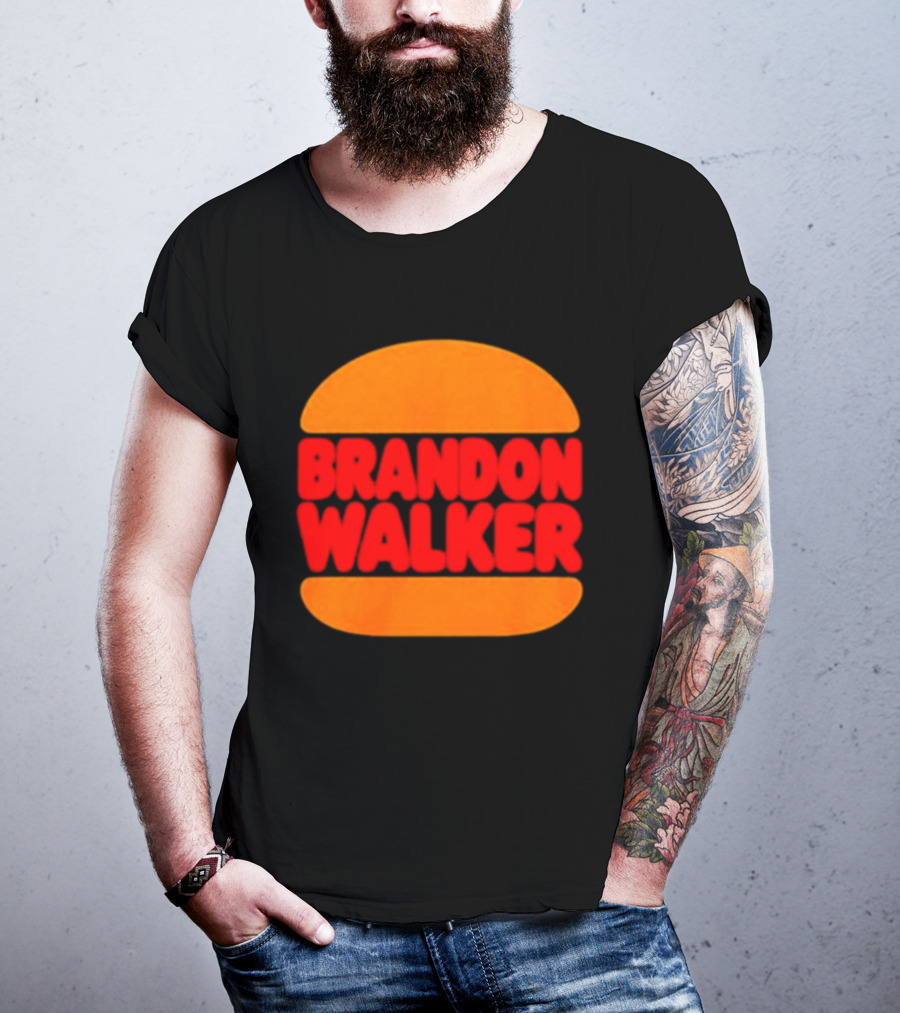 Brandon Walker Hamburger Bold Red Text Inside Orange Bun T-Shirt