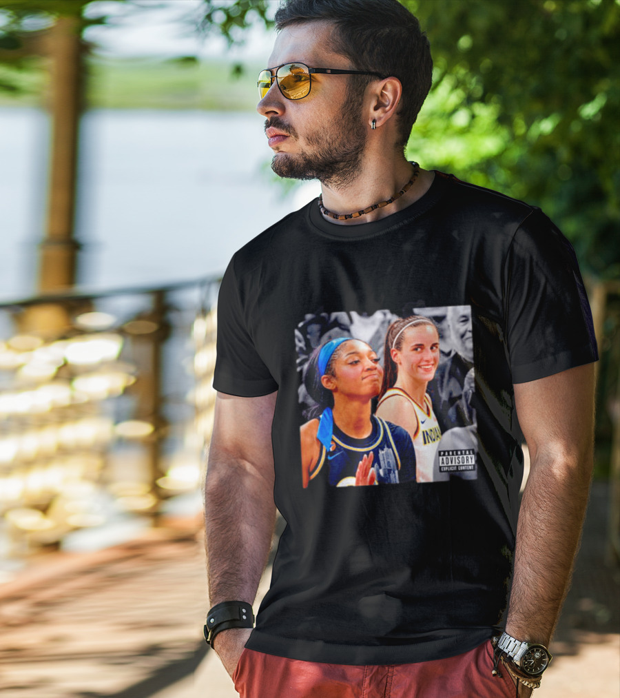 Caitlin Clark Angel Reese Parental Advisory Explicit Content T-Shirt