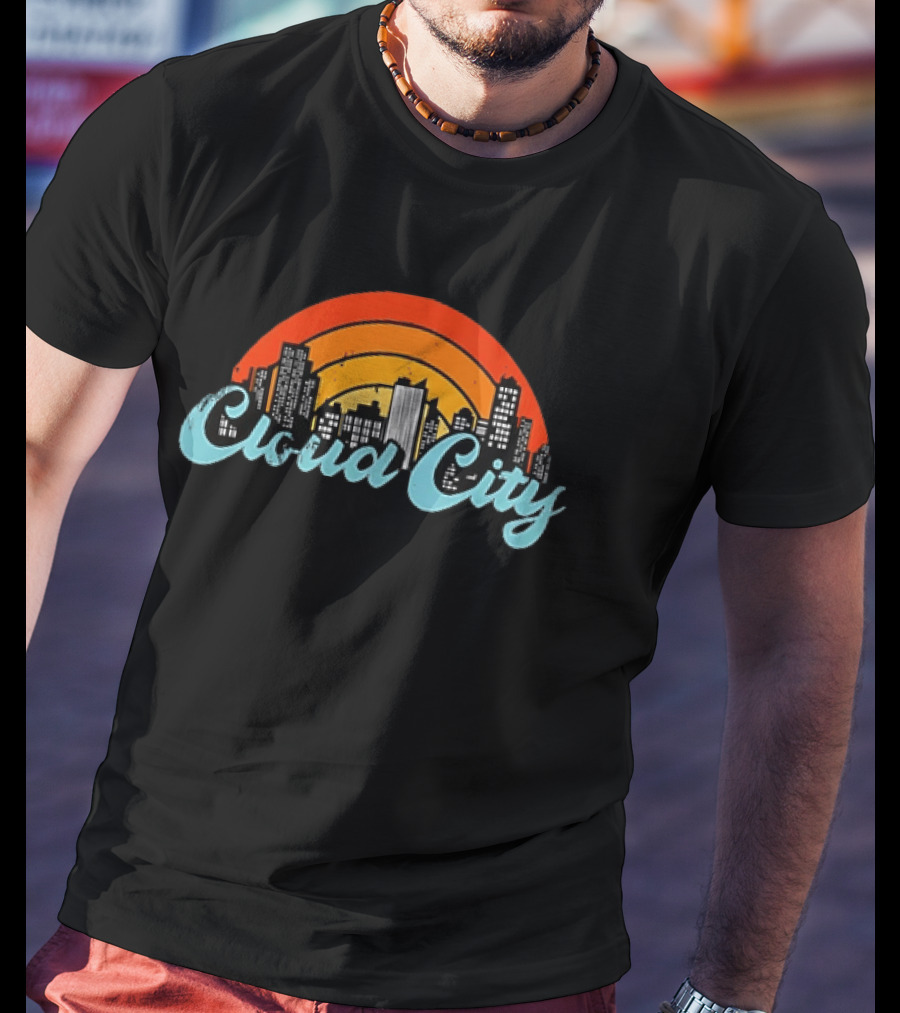 Cloud City Ganja White Night Skyline Retro Vibes T-Shirt