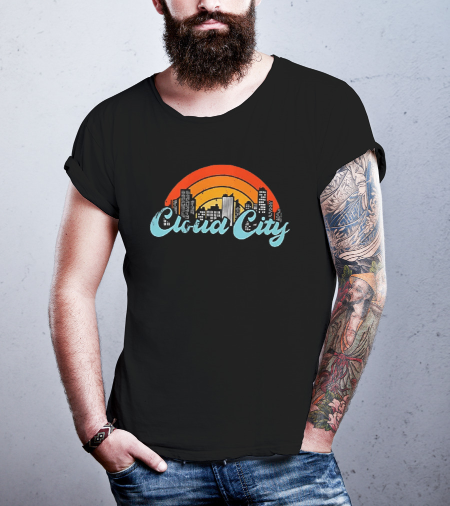 Cloud City Ganja White Night Skyline Retro Vibes T-Shirt