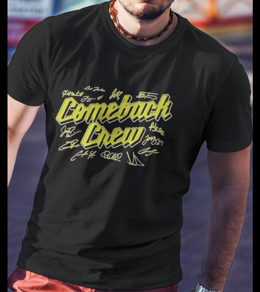 Comeback Crew Yellow 3D Lettering With Player Signatures Black T-Shirt