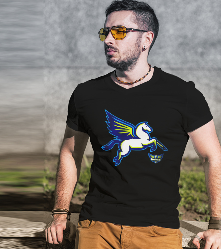 Dallas Wings Pegasus Bold Icon Blue Green T-Shirt