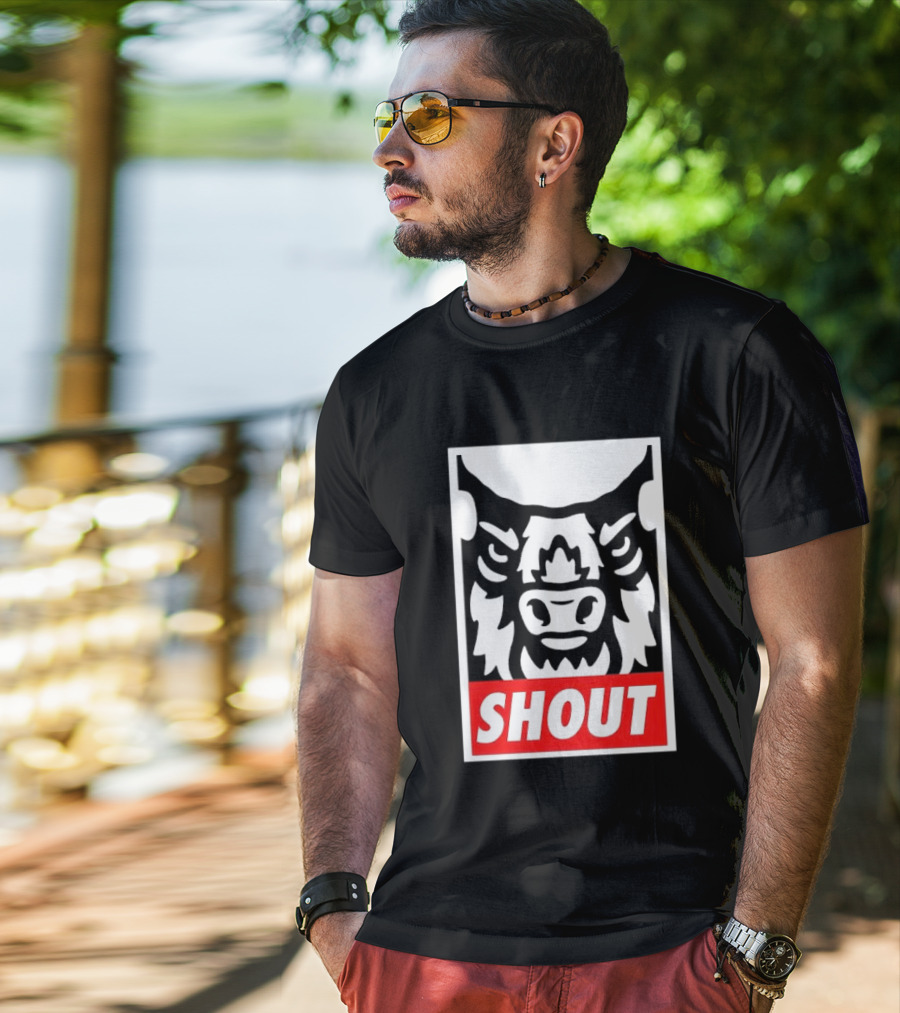 Shout Buffalo Bison Stylized Face T-Shirt