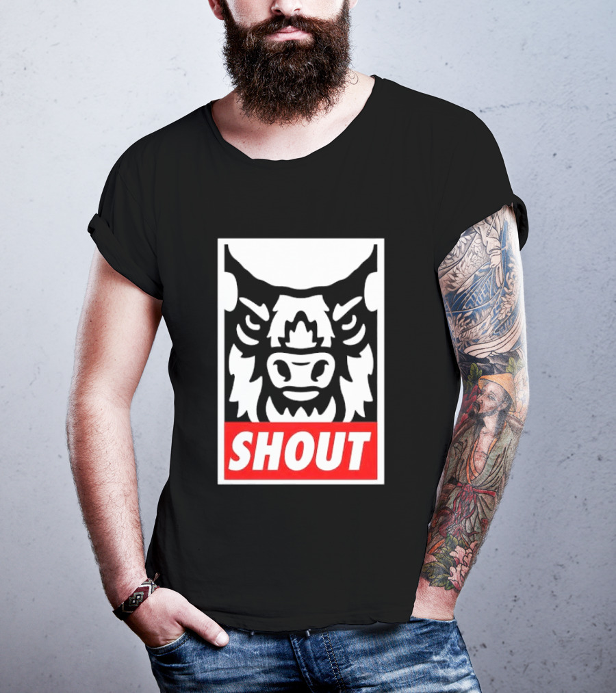 Shout Buffalo Bison Stylized Face T-Shirt