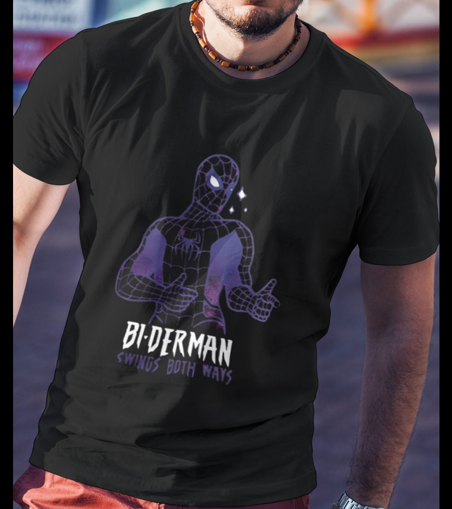 Bi Derman Swings Both Ways Spider Man T-Shirt