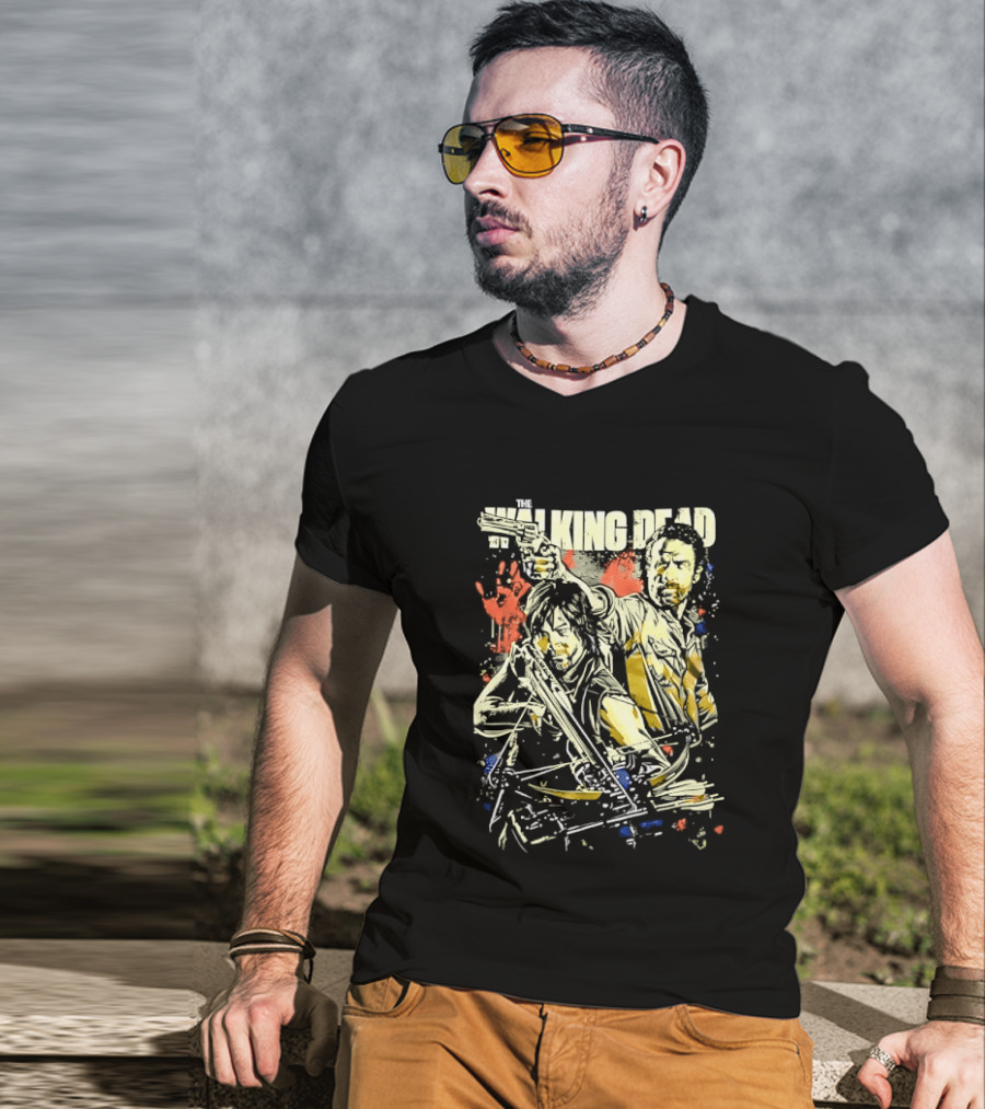 The Walking Dead Rick Grimes Daryl Dixon Crossbow T-Shirt