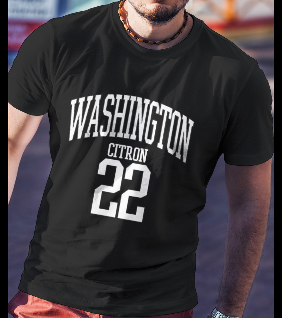 Washington Citron 22 Arched Lettering White Jersey Number T-Shirt