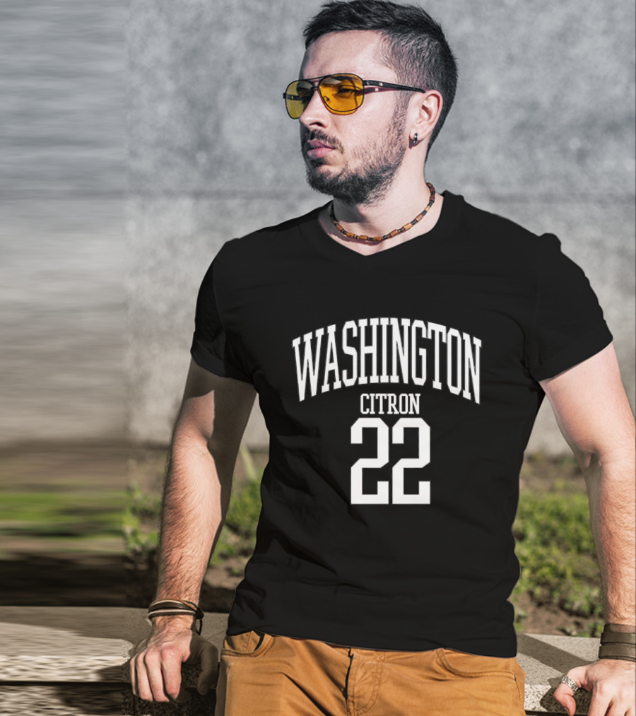Washington Citron 22 Arched Lettering White Jersey Number T-Shirt