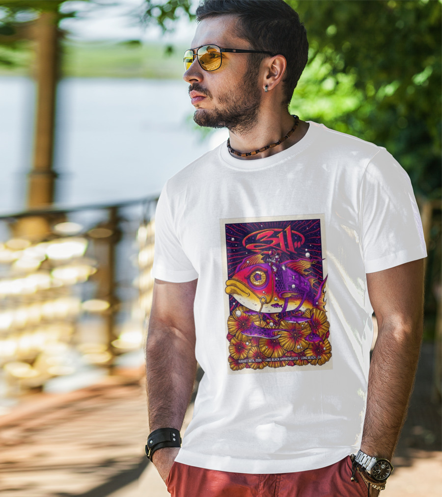 311 August 18 2026 Long Beach Amphitheater CA Psychedelic Fish And Astronaut T-Shirt