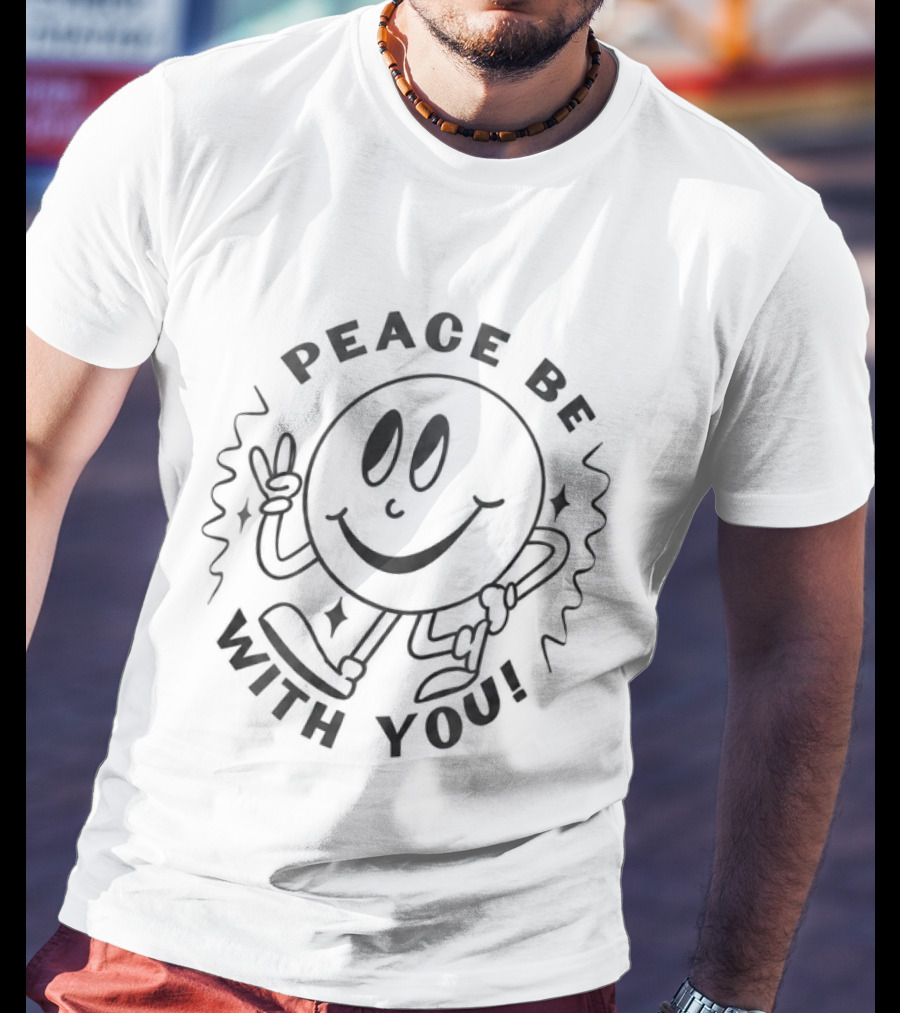 Ben Brown Peace Be With You Smiley Face Peace Sign T-Shirt