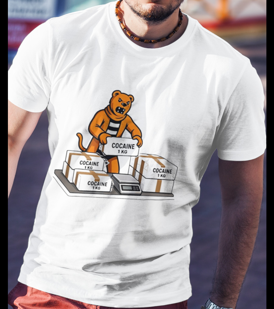 Cocaine 1 Kg Cartoon Orange Tiger Packages Scale T-Shirt