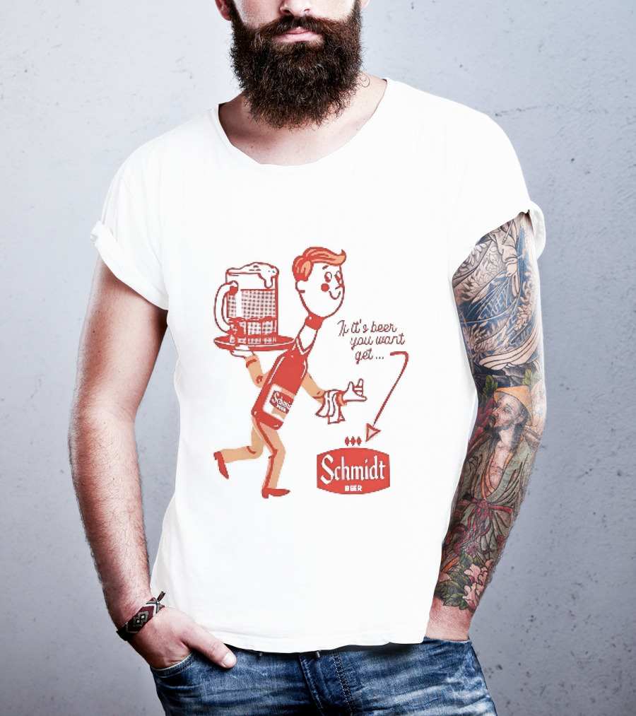 Schmidt Beer Retro Cartoon Character With T-Shirt