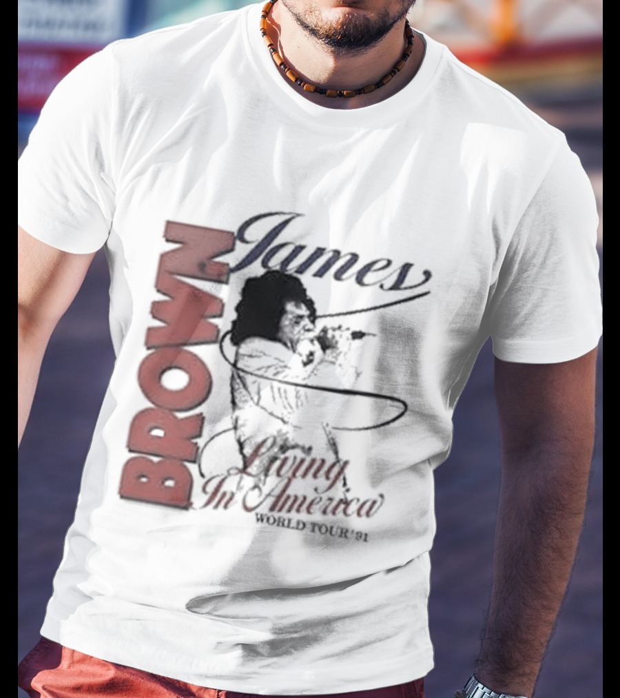 James Brown Living In America World Tour 1980s Retro Music Legend T-Shirt