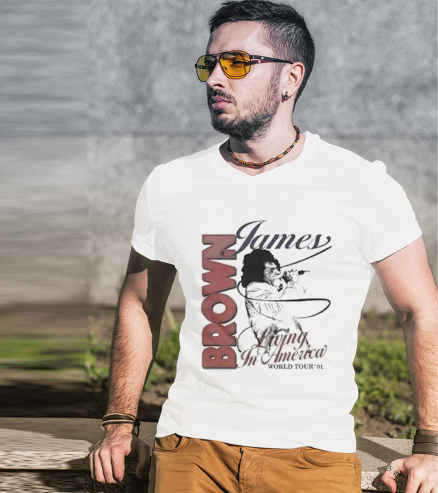 James Brown Living In America World Tour 1980s Retro Music Legend T-Shirt
