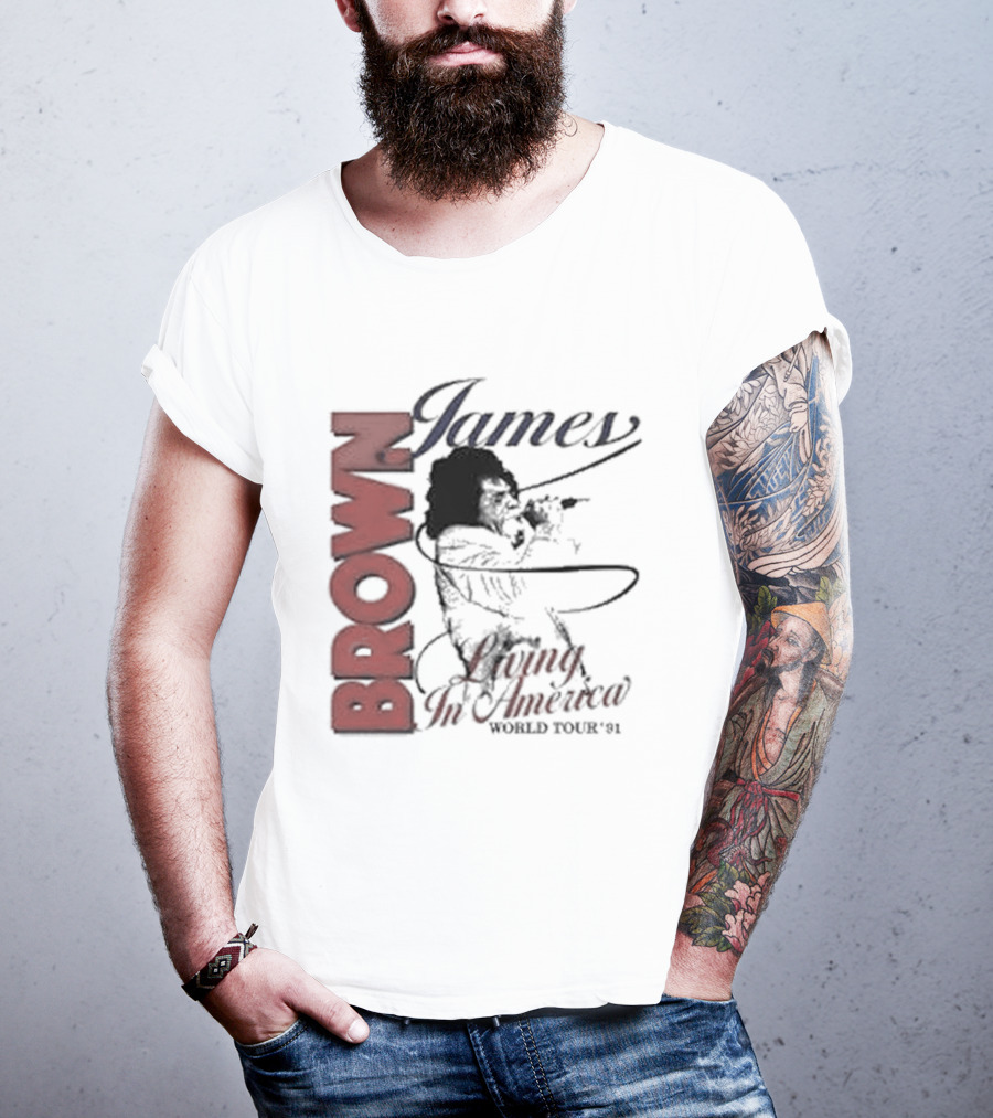 James Brown Living In America World Tour 1980s Retro Music Legend T-Shirt
