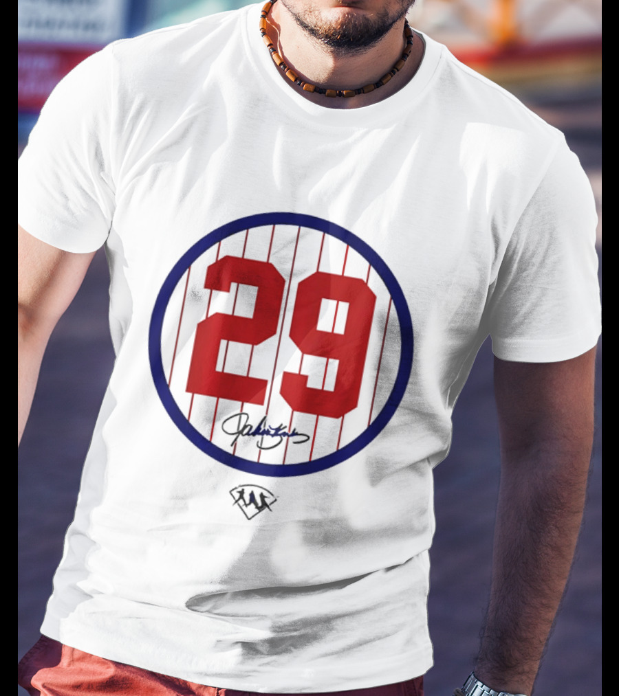 John Kruk 29 Red Pinstripe Circle Patch Baseball Diamond T-Shirt
