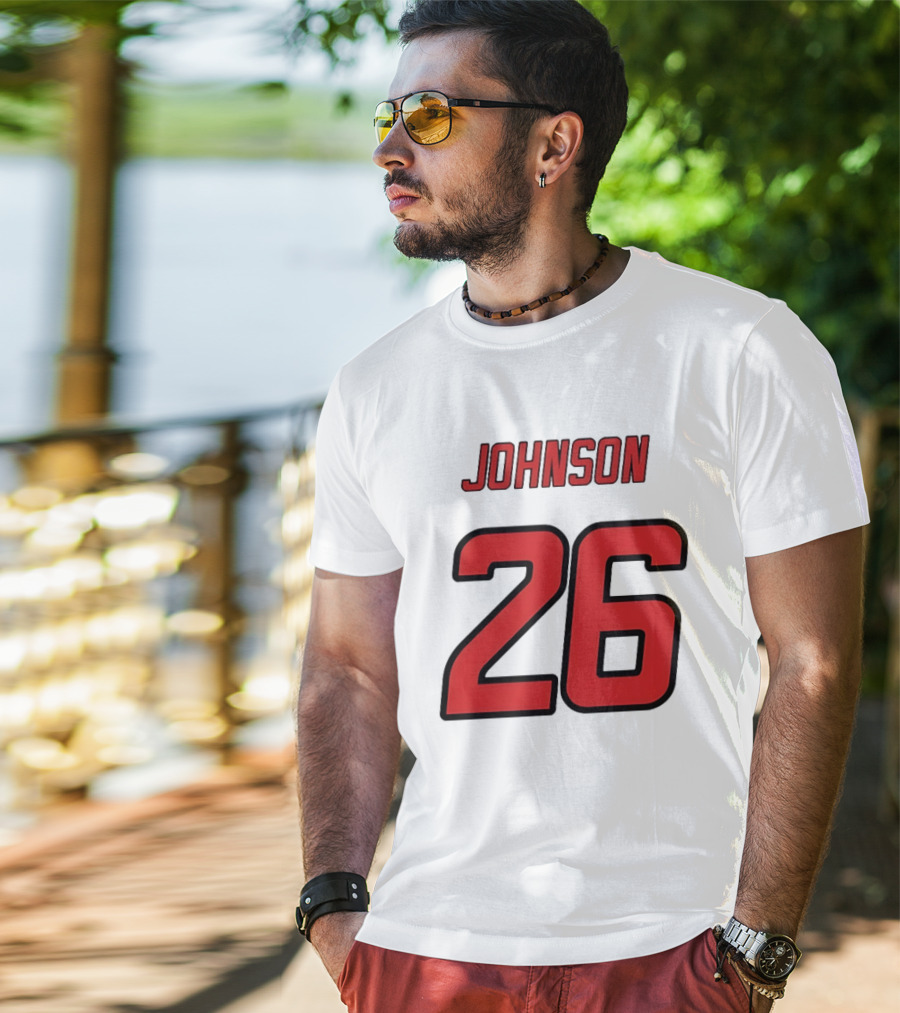 Johnson 26 Red Athletic Jersey Number Sports T-Shirt
