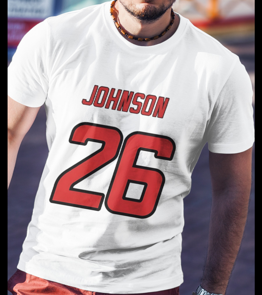 Johnson 26 Red Athletic Jersey Number Sports T-Shirt
