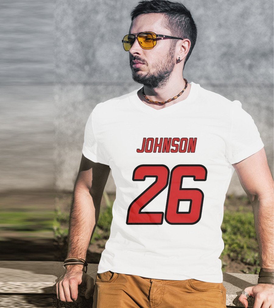 Johnson 26 Red Athletic Jersey Number Sports T-Shirt