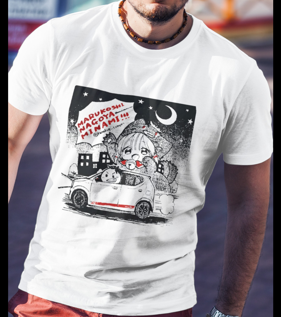 Marukoshi Nagoya Minami Kanakoji Tomori Angry Driver Hatchback Car Manga Style Night Scene T-Shirt