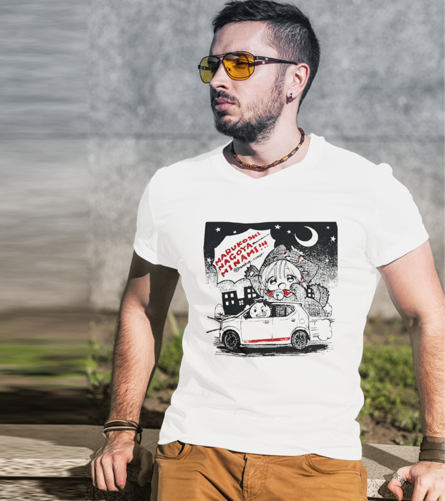 Marukoshi Nagoya Minami Kanakoji Tomori Angry Driver Hatchback Car Manga Style Night Scene T-Shirt