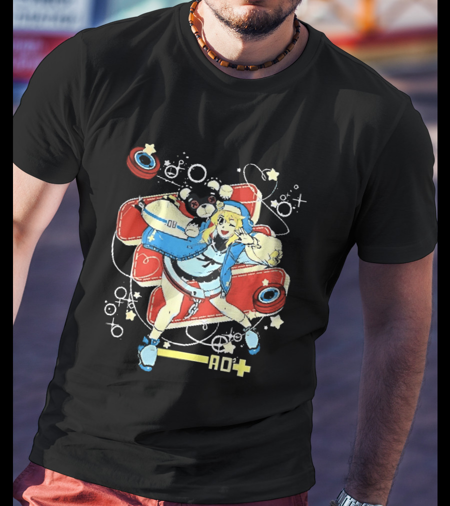 Ao2 Plus Anime Girl And Black Bear With Yoyo And Playful T-Shirt