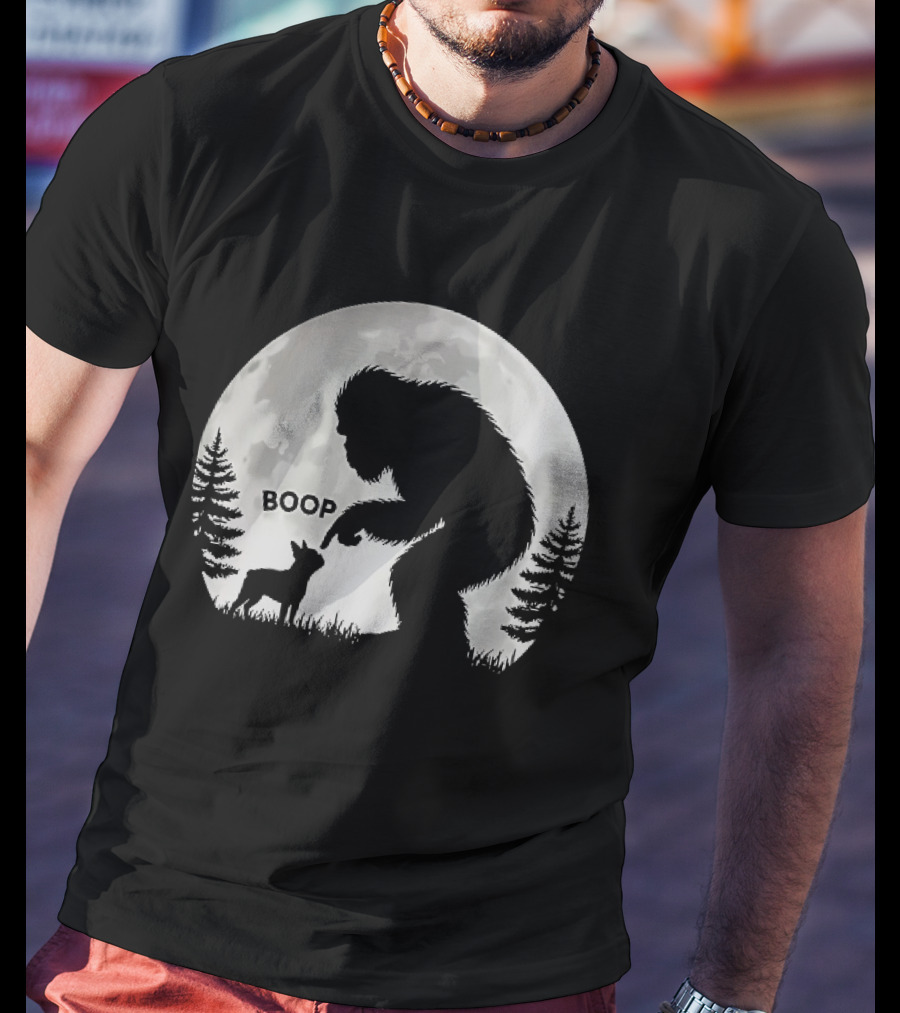 Bigfoot Boop Moonlight Boston Terrier T-Shirt