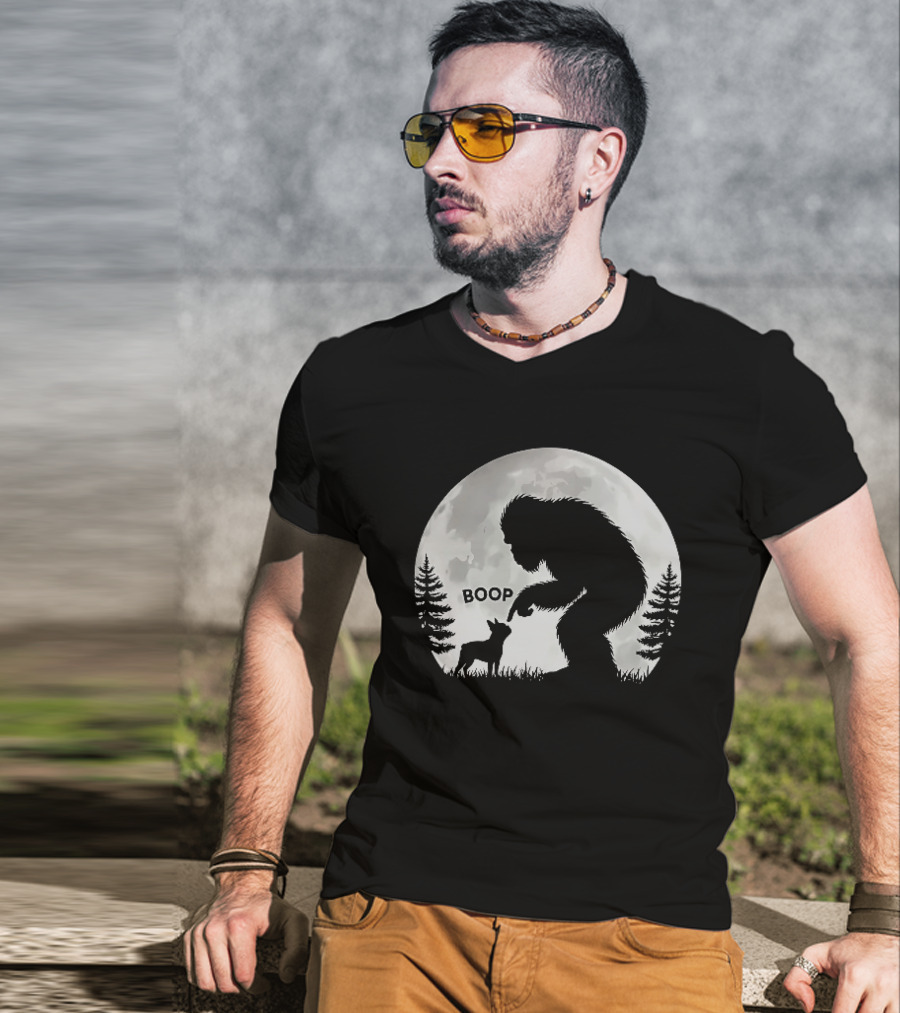 Bigfoot Boop Moonlight Boston Terrier T-Shirt