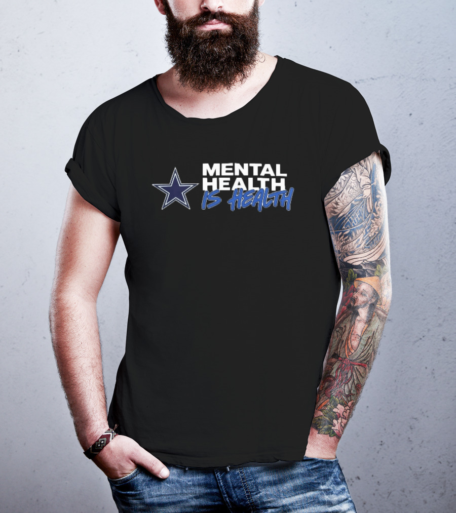 Dallas Cowboys Mental Health Is Health Navy Blue Star T-Shirt