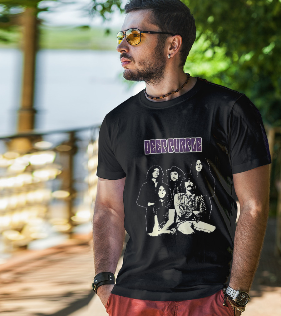 Deep Purple Band Members High Contrast Stencil Group Image T-Shirt