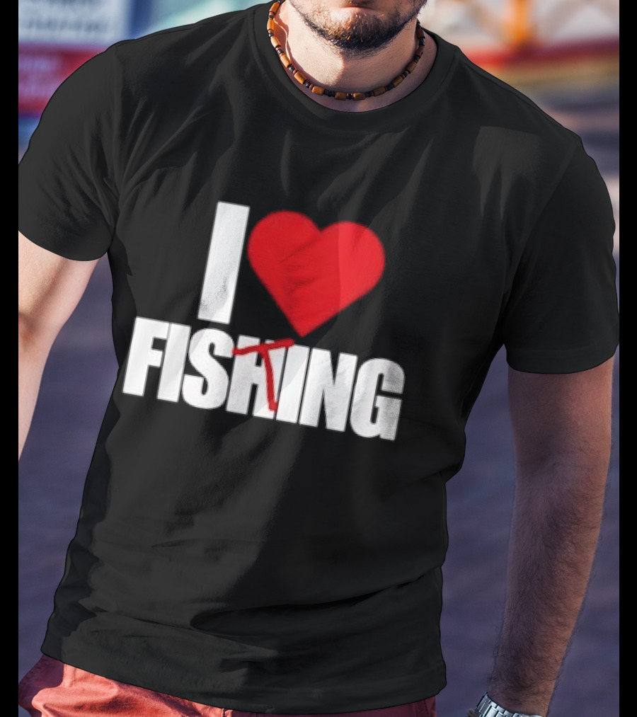 I Heart Fishing With Rod And Hook T-Shirt
