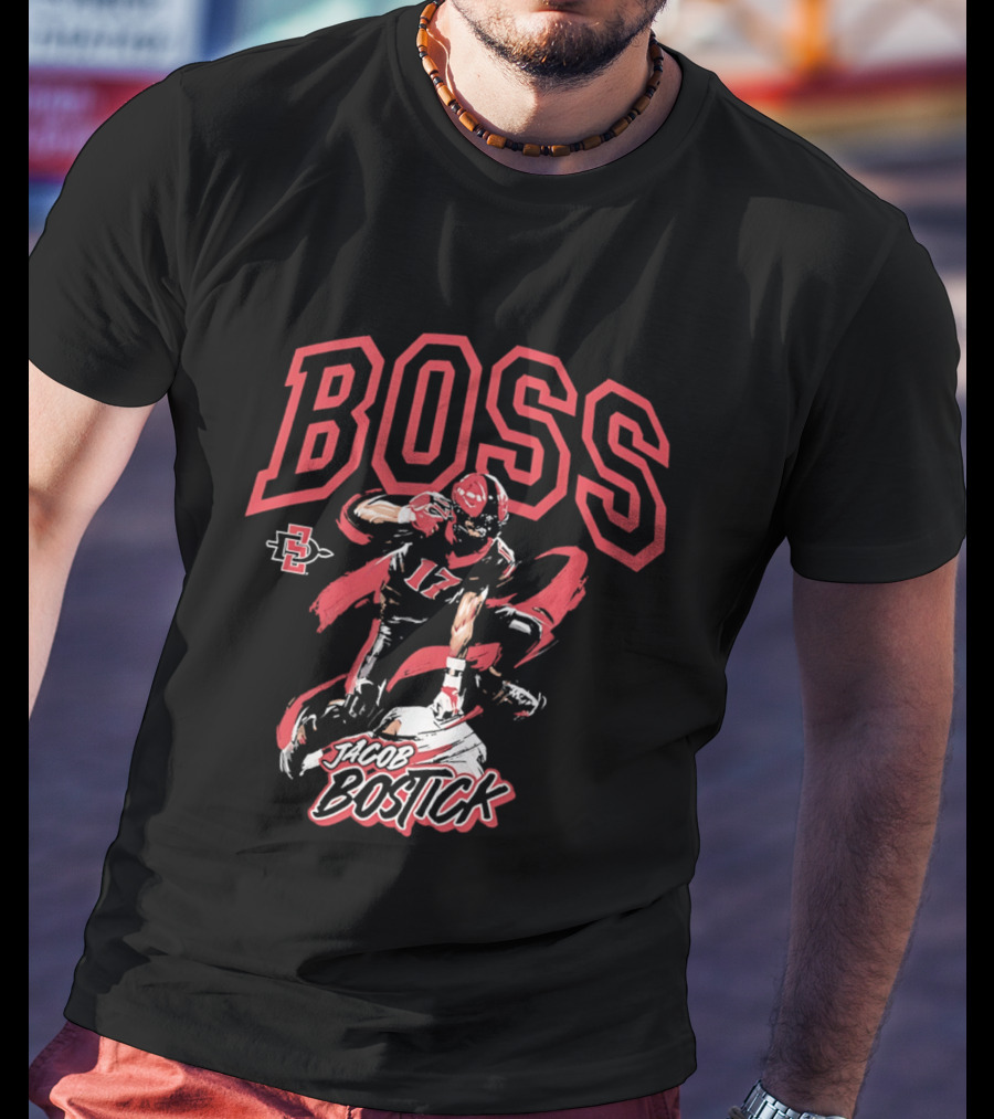 Jacob Bostick Boss San Diego State Aztecs Football 17 T-Shirt