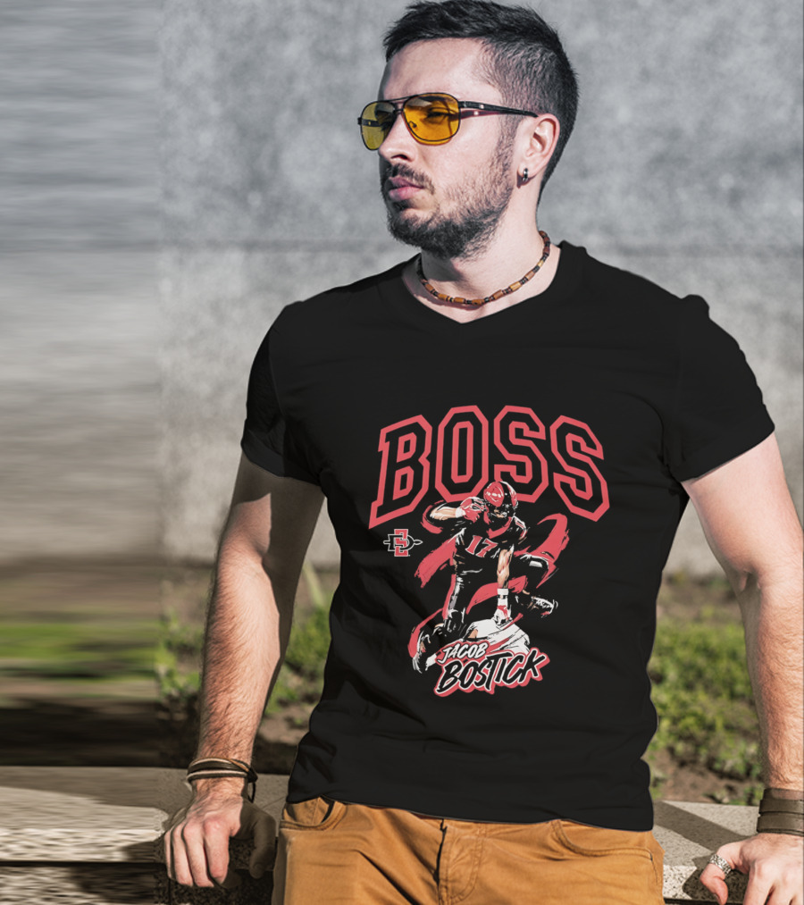 Jacob Bostick Boss San Diego State Aztecs Football 17 T-Shirt