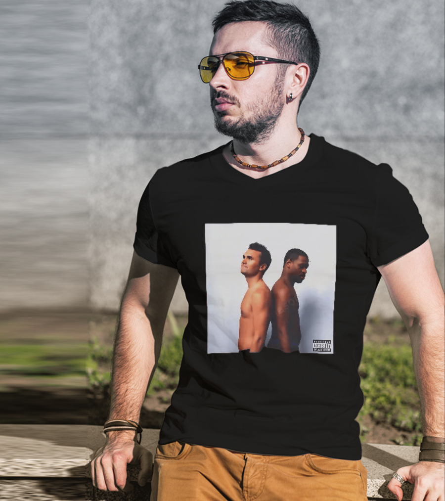 Kirk X Floyd Parental Advisory Album Cover Featuring Two Men Back To Back T-Shirt
