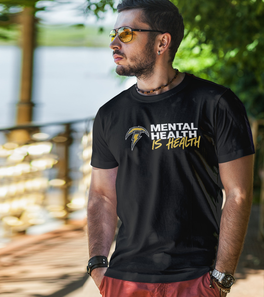 Los Angeles Chargers Mental Health Is Health Lightning Bolt T-Shirt