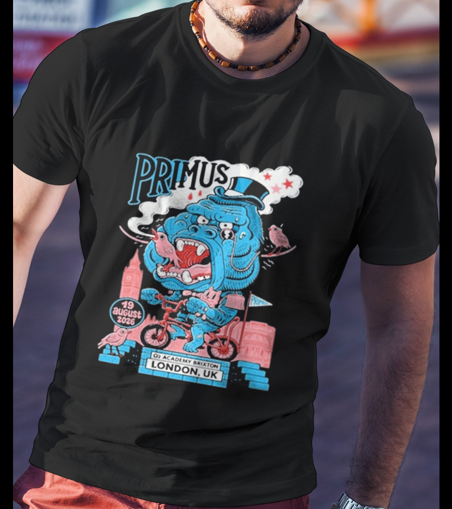 Primus 19 August 2026 O2 Academy Brixton London UK Blue Monster T-Shirt